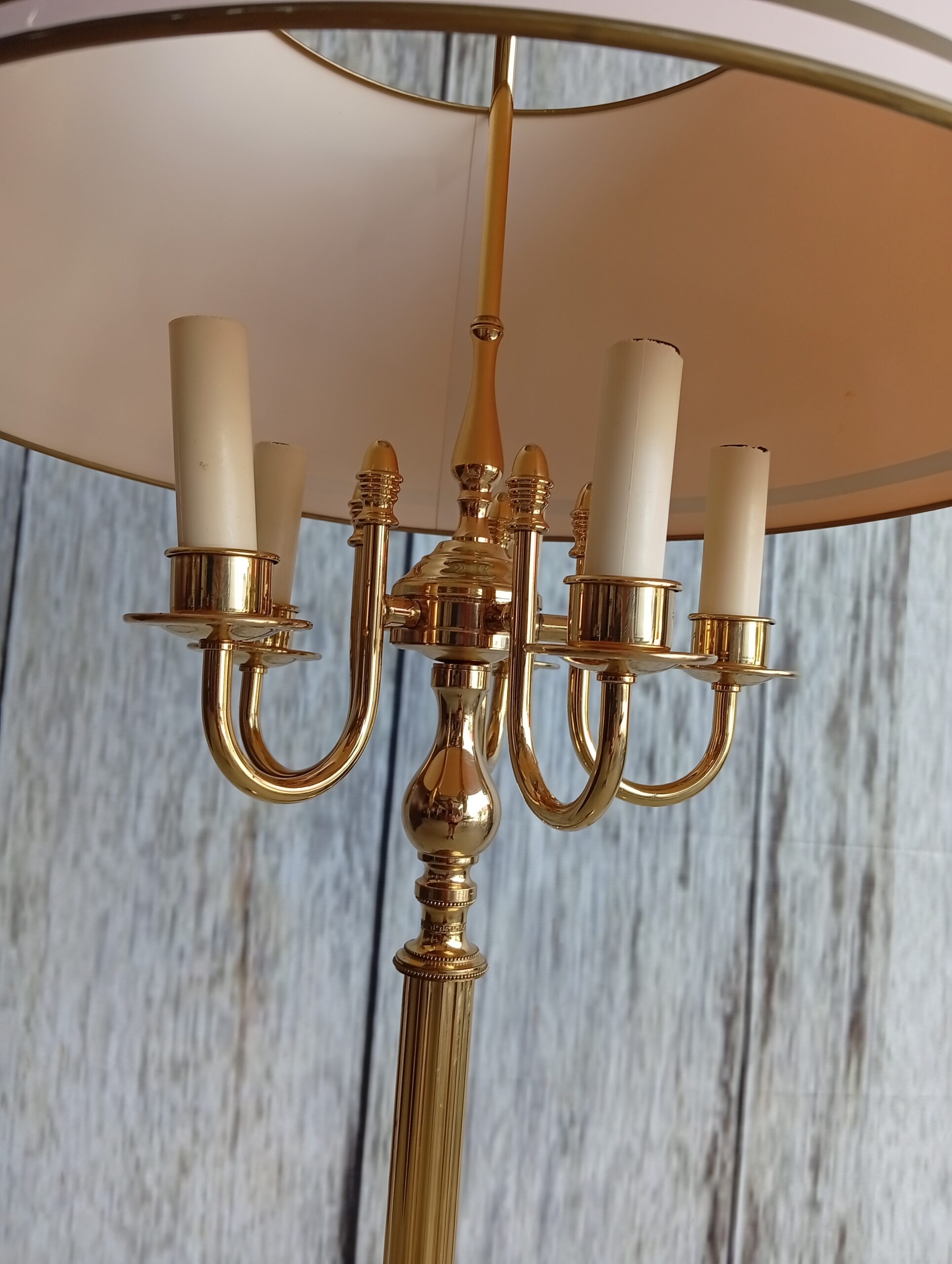 Stylowa lampa podłogowa z polerowaną mosiężną podstawą / 875 - Image 3