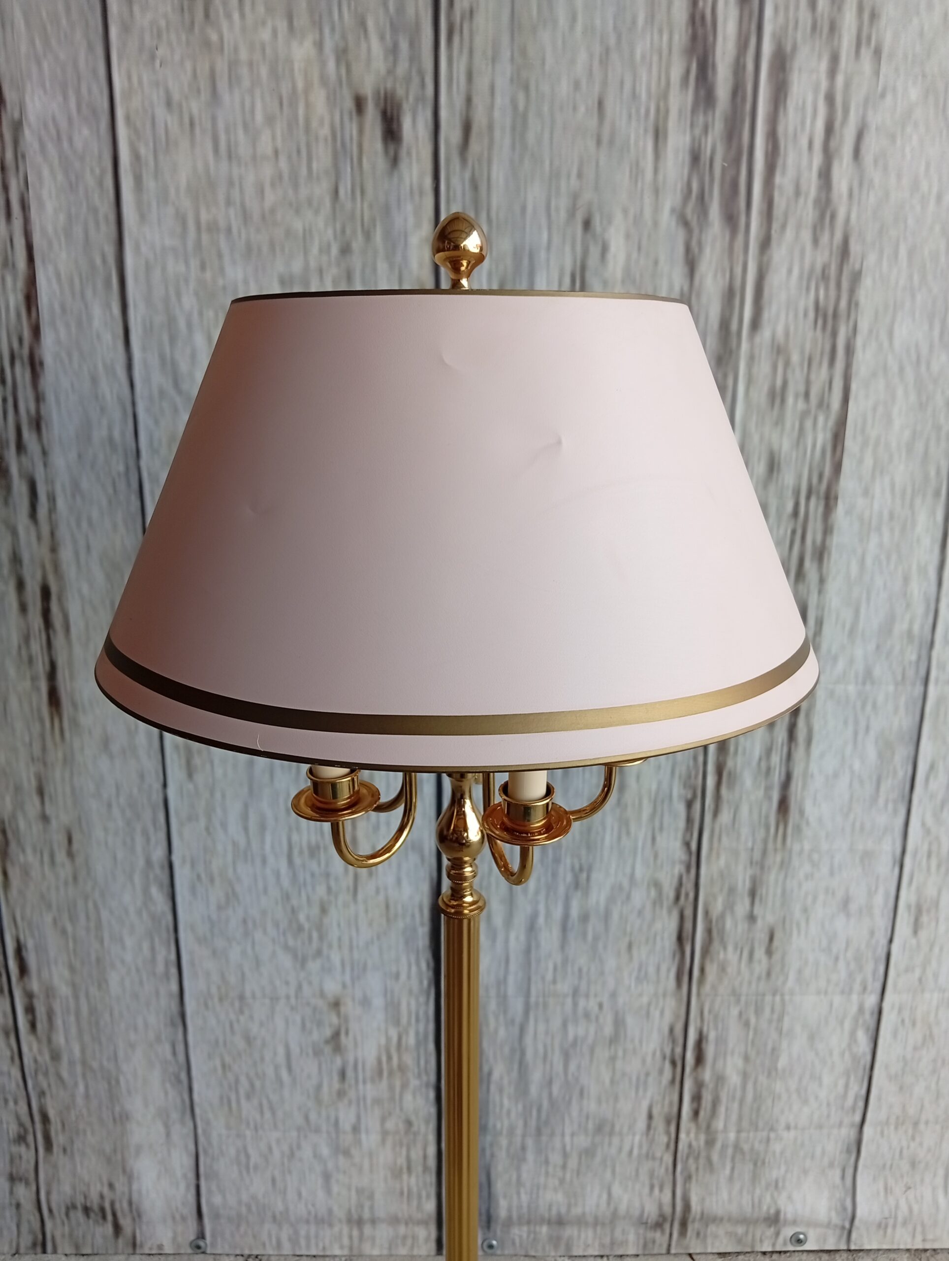 Stylowa lampa podłogowa z polerowaną mosiężną podstawą / 875 - Image 4