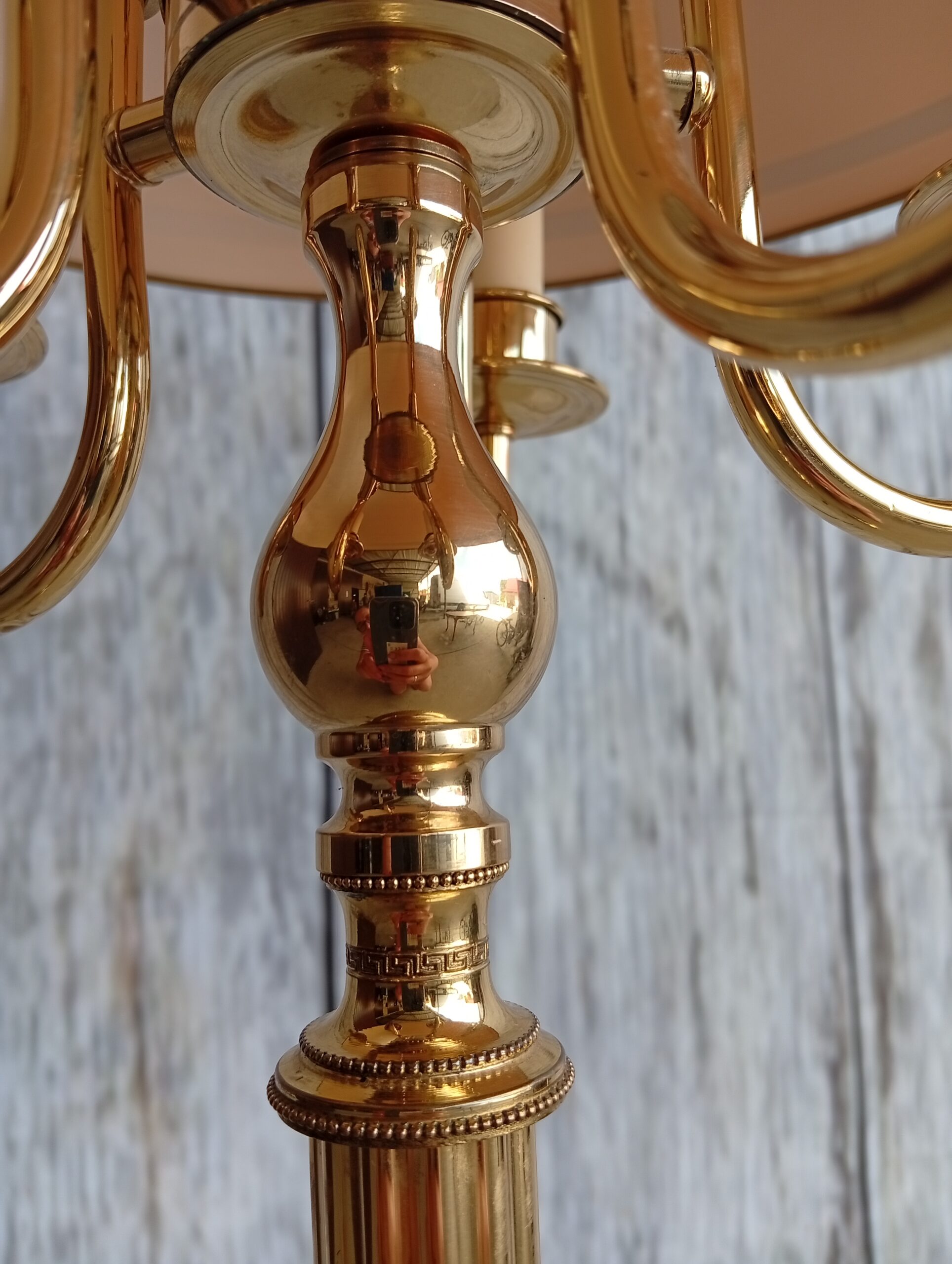Stylowa lampa podłogowa z polerowaną mosiężną podstawą / 875 - Image 8